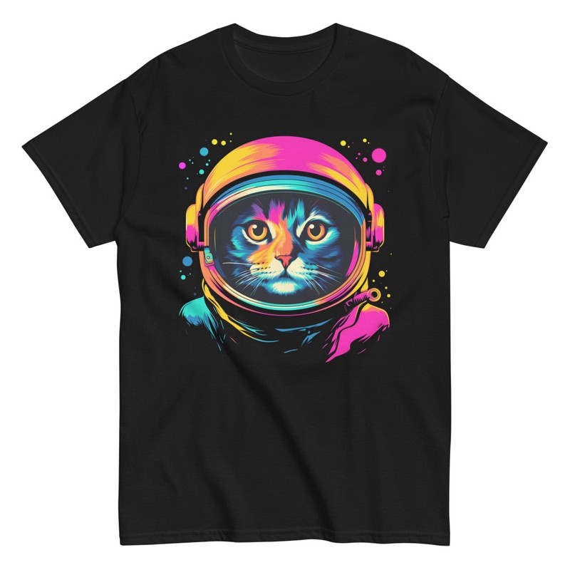 T-shirts: T-shirt chat astronaute psychédélique
