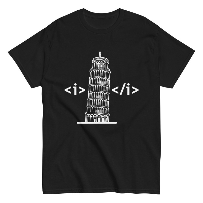 T-shirts: Tour Penchée HTML Italique