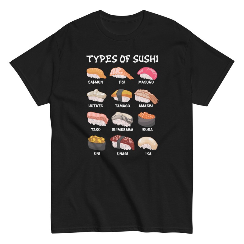 T-shirts: T-shirt Types de Sushi
