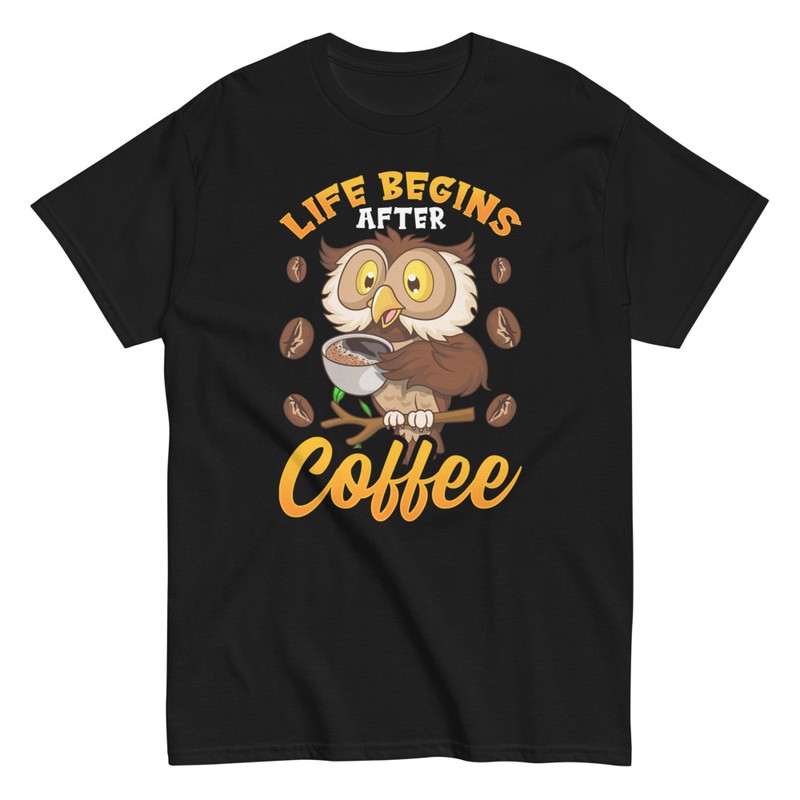 T-shirts: Hibou avec Café La Vie Commence