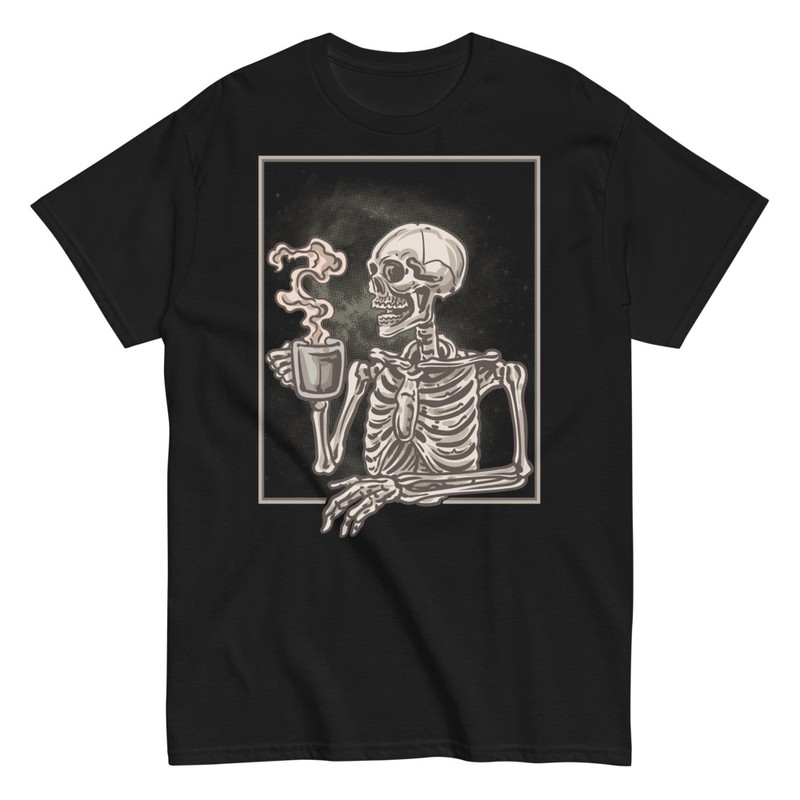 T-shirts: Squelette avec Tasse de Café