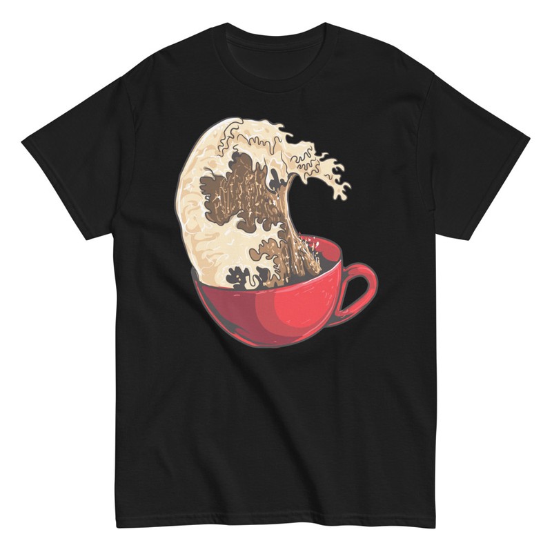 T-shirts: T-shirt Tasse de Café Grande Vague Kanagawa Amusan