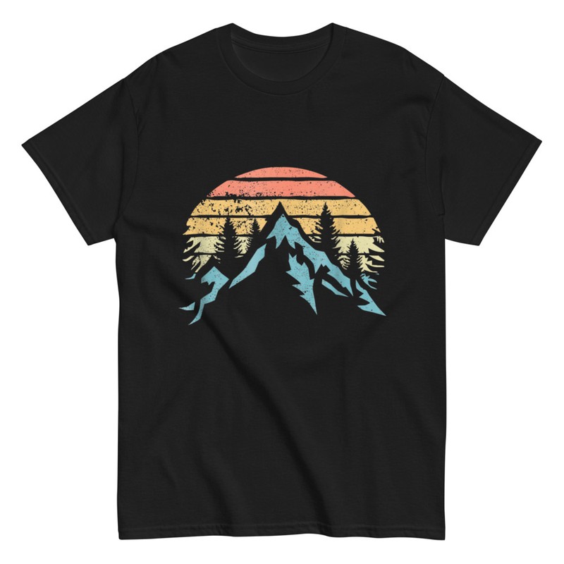 T-shirts: T-shirt Montagne et Coucher de Soleil Vintage