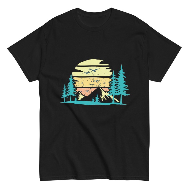 T-shirts: Forêt et Coucher de Soleil Rétro