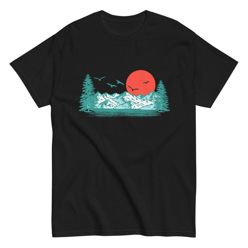 T-shirts: Paysage Montagne Enneigée et Soleil