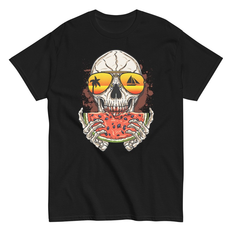 T-shirts: Crâne Mangeant de la Pastèque Halloween