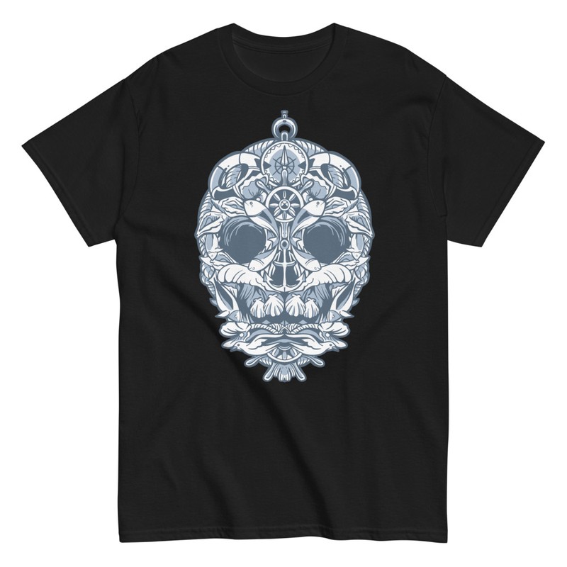 T-shirts: Crâne avec Motifs Marins Halloween