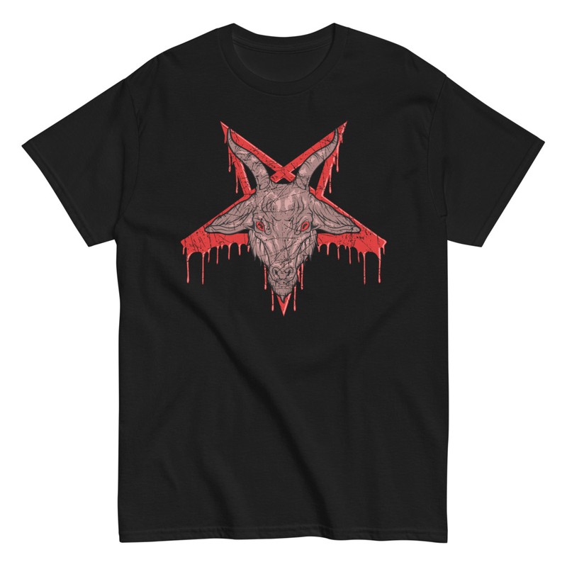 T-shirts: Chèvre Démon Pentagramme Sanglant Halloween