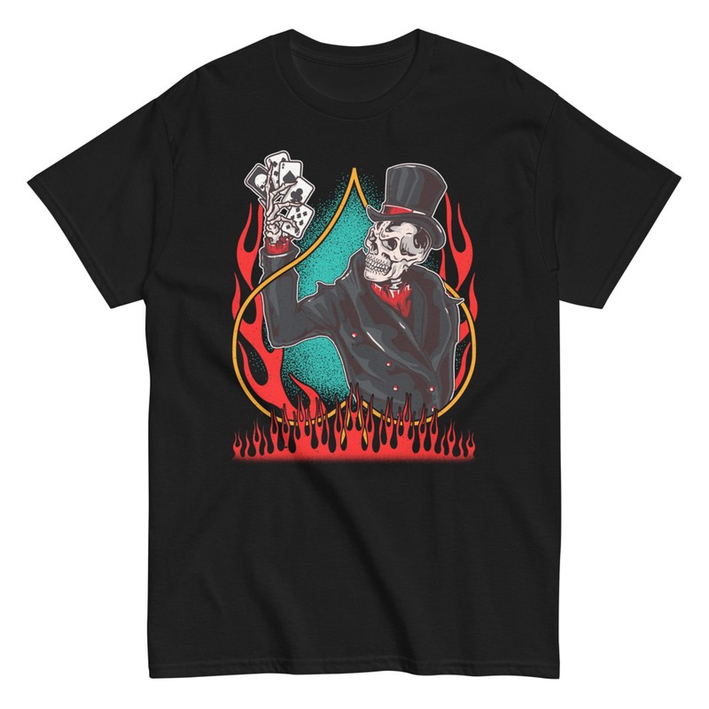 T-shirts: T-shirt magicien squelette poker