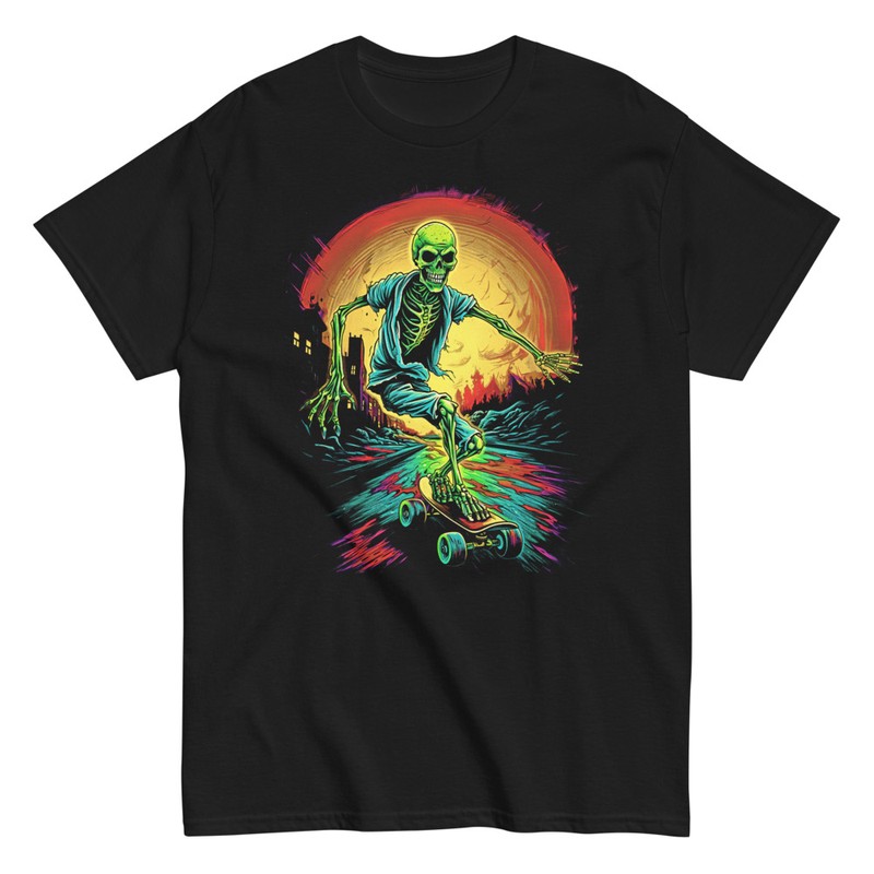 T-shirts: T-shirt squelette zombie skateboard