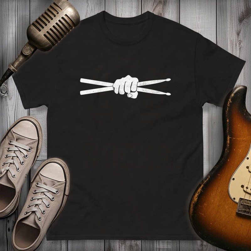 T-shirts: Poing Tenant des Baguettes de Batterie