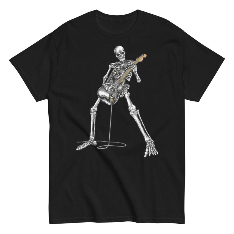T-shirts: T-shirt Squelette Guitariste Heavy Metal