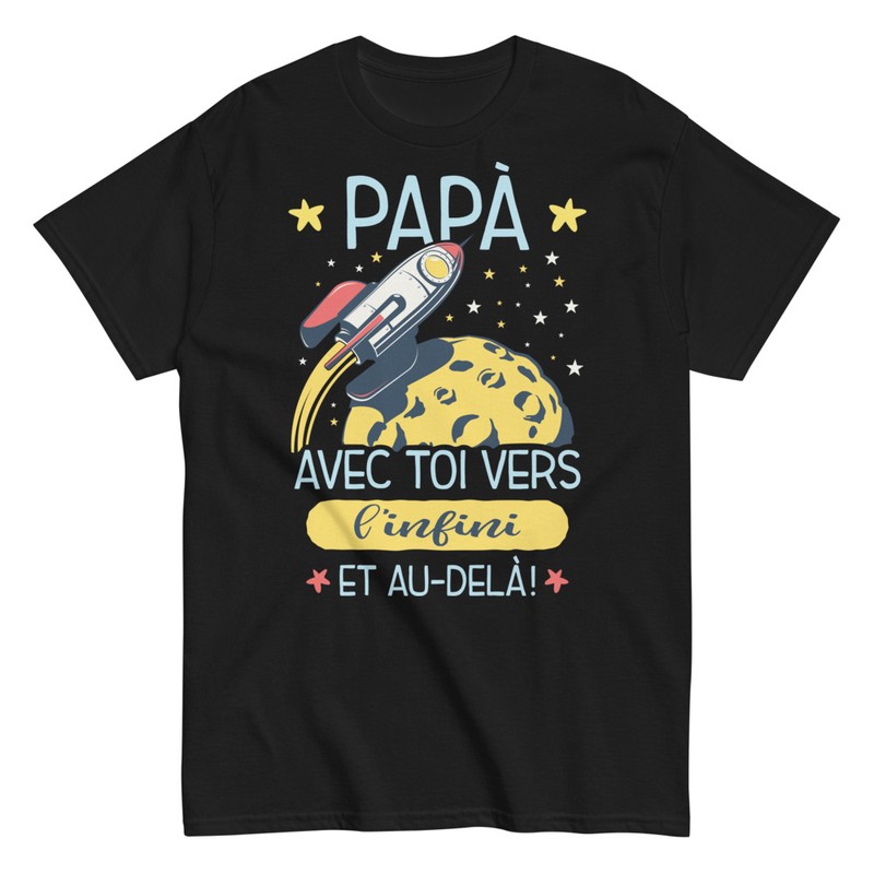 T-shirts: Papà Vers l'Infini Cohete et Lune