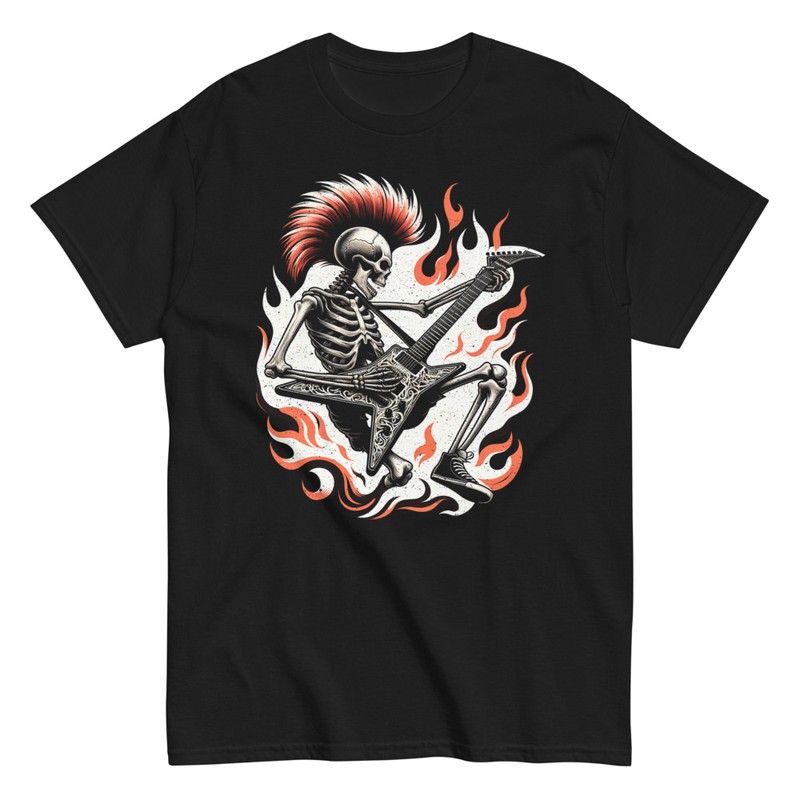 T-shirts: Guitariste Squelette Punk Rock