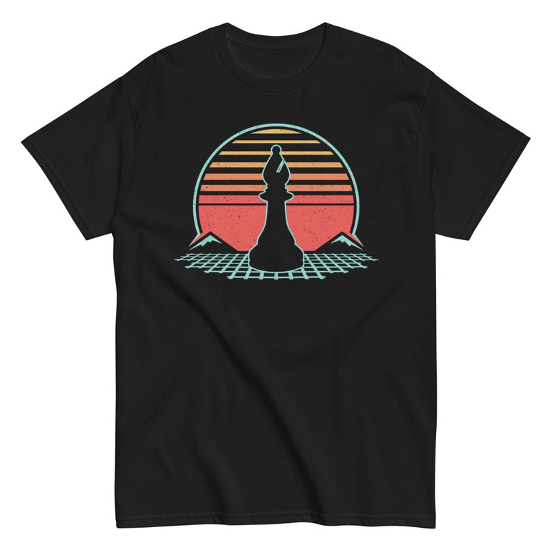 T-shirts: Silhouette Fou Échecs Rétro 80s