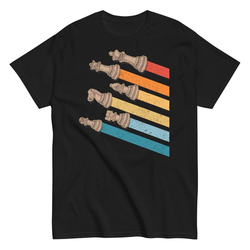 T-shirts: Pièces d'Échecs et Lignes Vintage