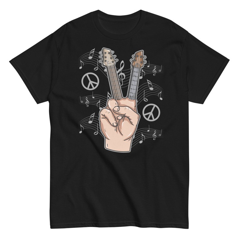 T-shirts: Symbole de Paix et d'Amour avec Guitares