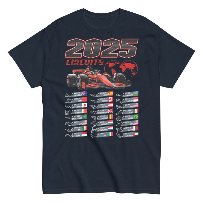 T-shirts: Calendrier GP F1 2025