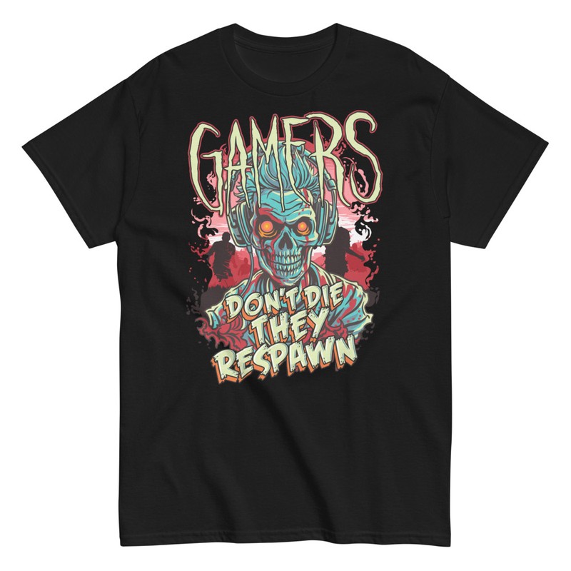 T-shirts: Crâne Zombie Gamers Respawn