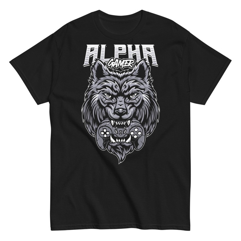 T-shirts: Loup Alpha Gamer avec Manette