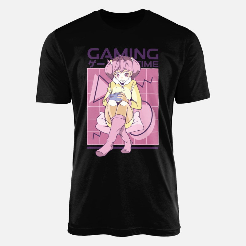 T-shirts: Fille gameuse style anime