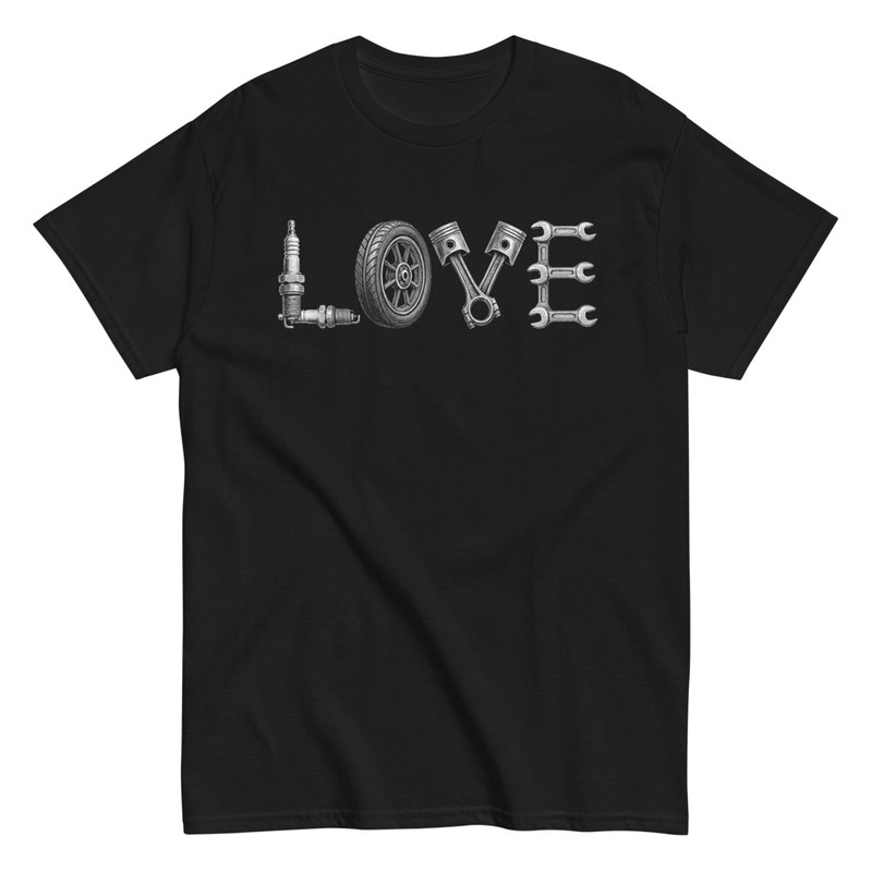 T-shirts: Design 'LOVE' Pièces de Voiture