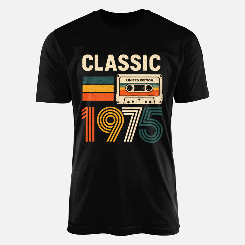 Sweat à Capuche Vintage 1975 - Design Cassette Audio Rétro - Cadeau Anniversaire, Naissance 1975 - Coupe Classique