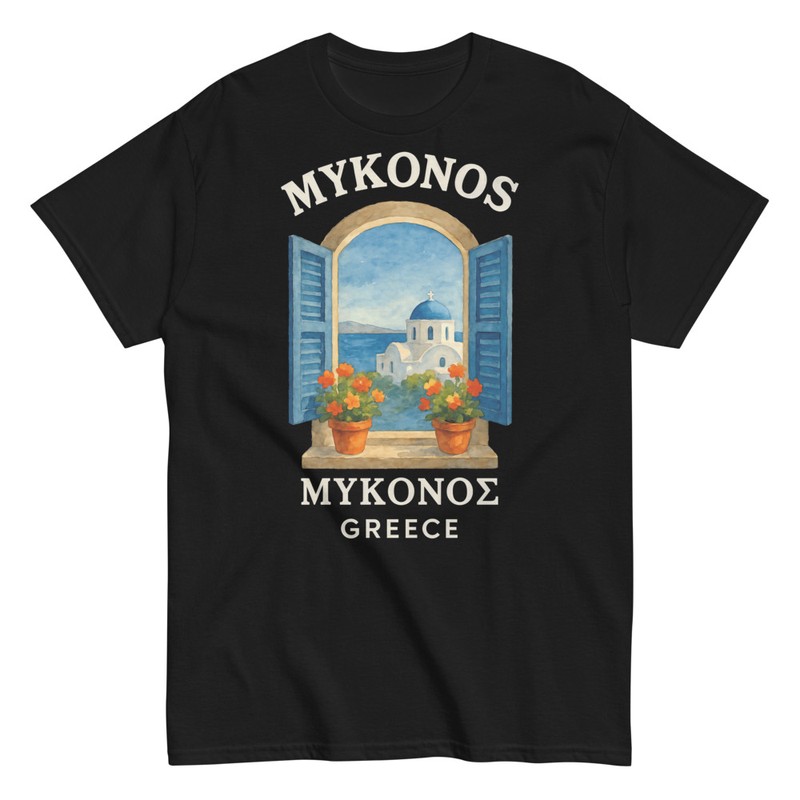 T-shirts: Fenêtre sur Mykonos Grèce