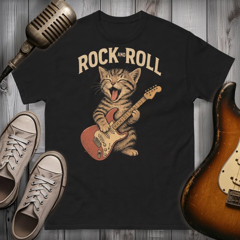 T-shirts: Chat Rock and Roll Drôle
