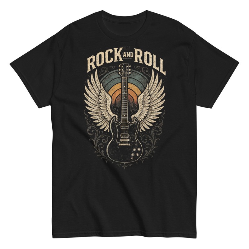 T-shirts: Guitare avec Ailes Rock and Roll