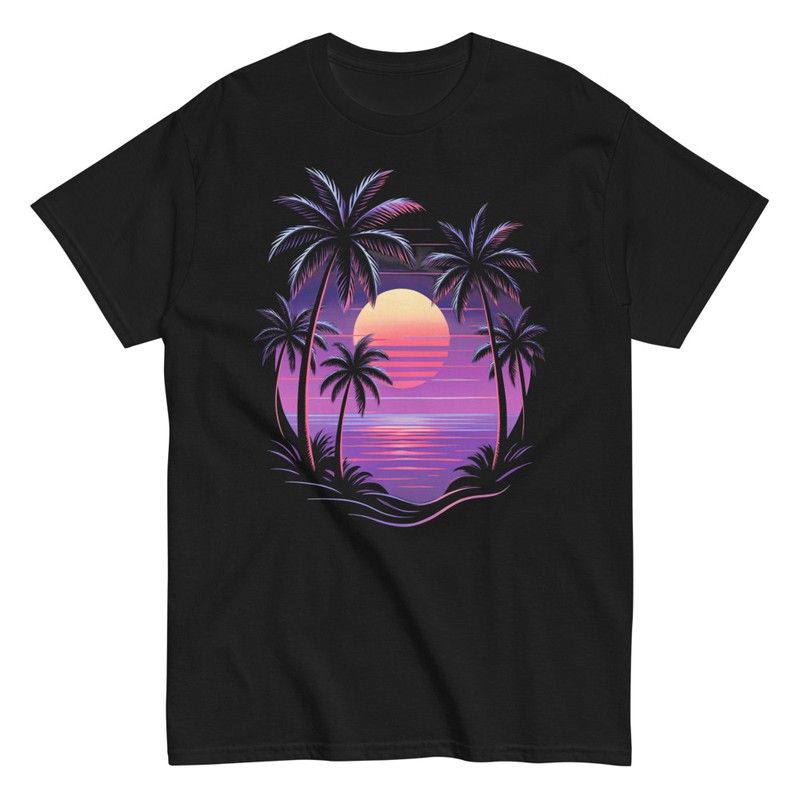 T-shirts: Coucher de Soleil Plage Vaporwave