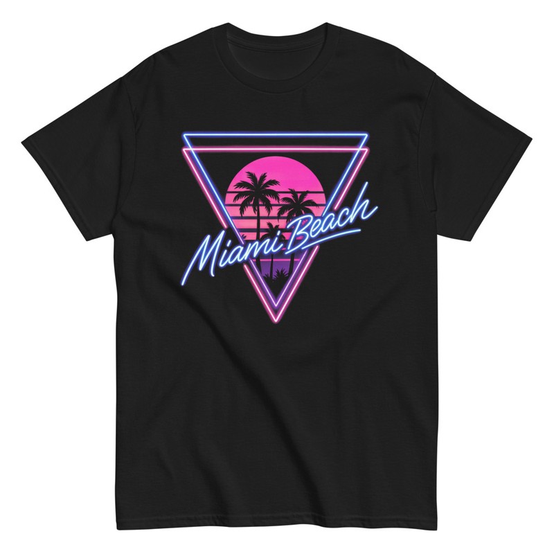 T-shirts: Miami Beach Coucher de Soleil Vaporwave