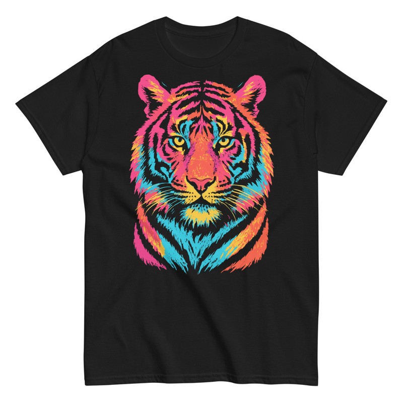 T-shirts: Tigre Fureur Sauvage Néon