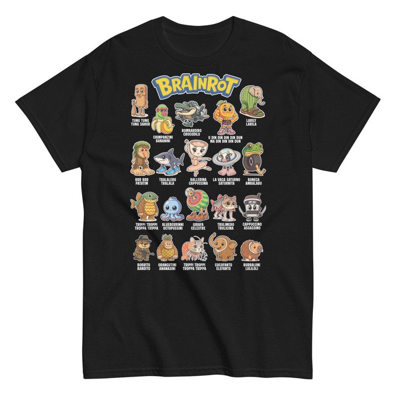 T-shirts: T-shirt Brainrot Parodie Monstres Mème Italie