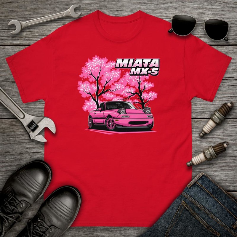 T-shirts: Miata MX-5 Rose avec Fleurs