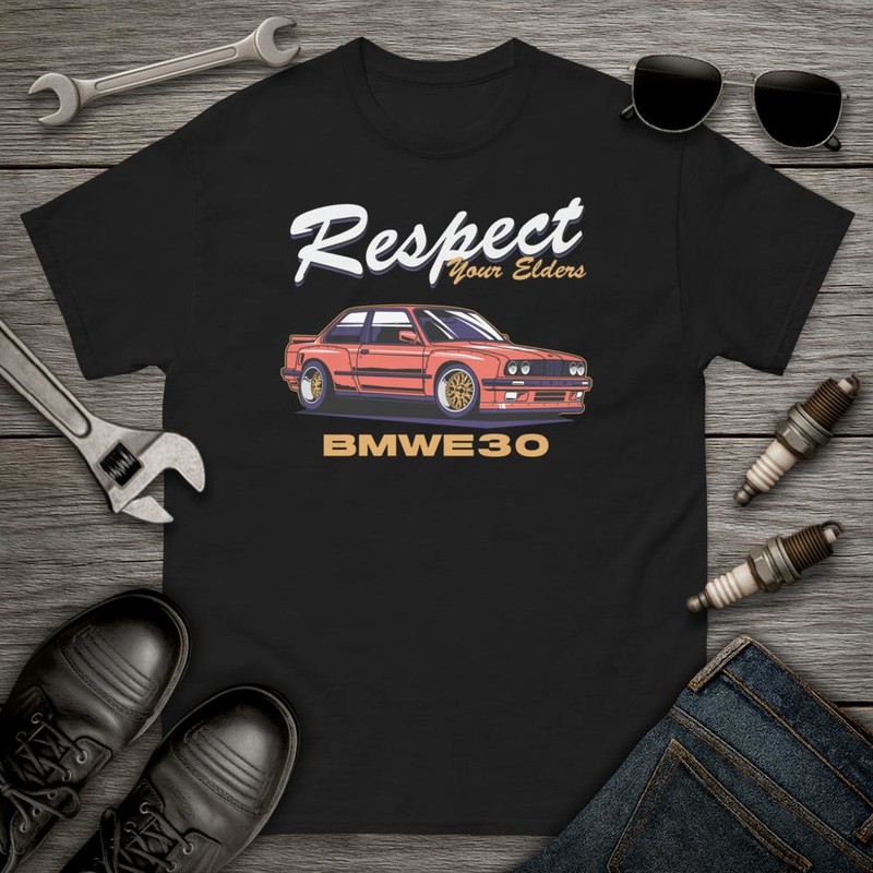 T-shirts: Voiture Classique BMW E30 Respectez Vos A&icirc;n&eacute;s
