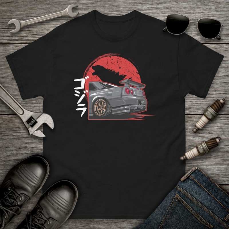 T-shirts: Drifting Japan Tuning Retro Godzilla