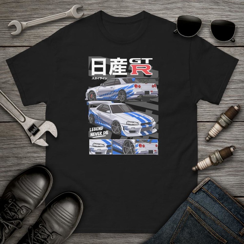 T-shirts: Silhouette Iconique de Nissan Skyline