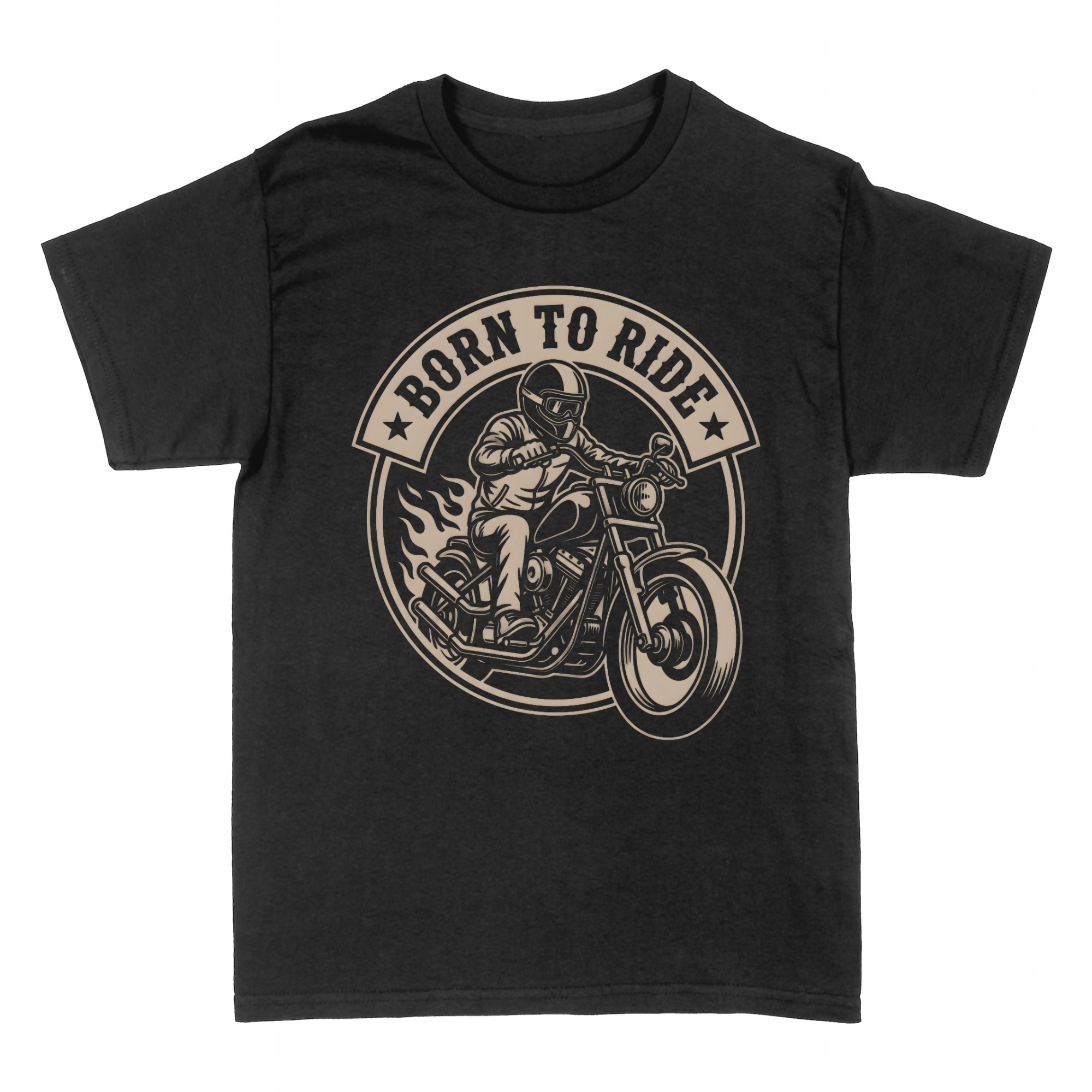 T-shirts: Tee shirt Born To Ride Biker Devise Moto