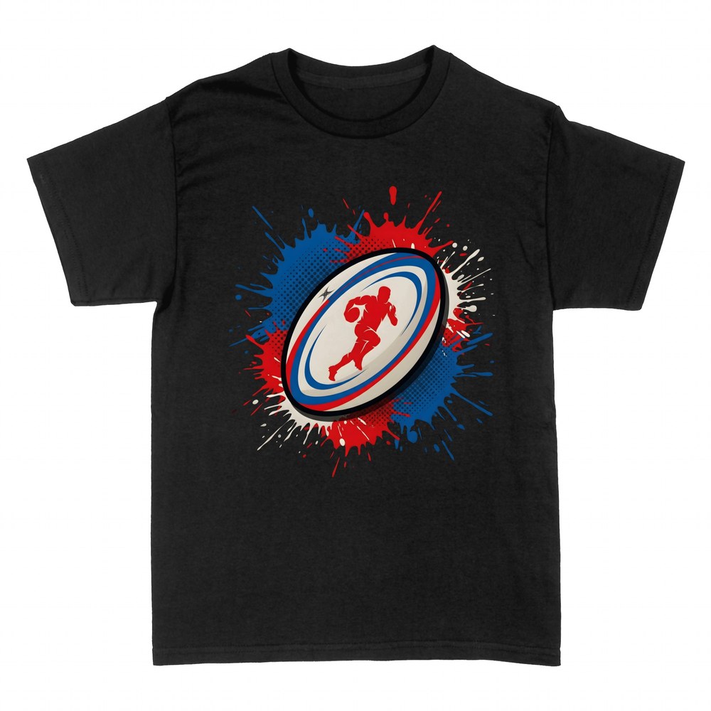 T-shirts: Ballon de rugby tricolore avec joueur
