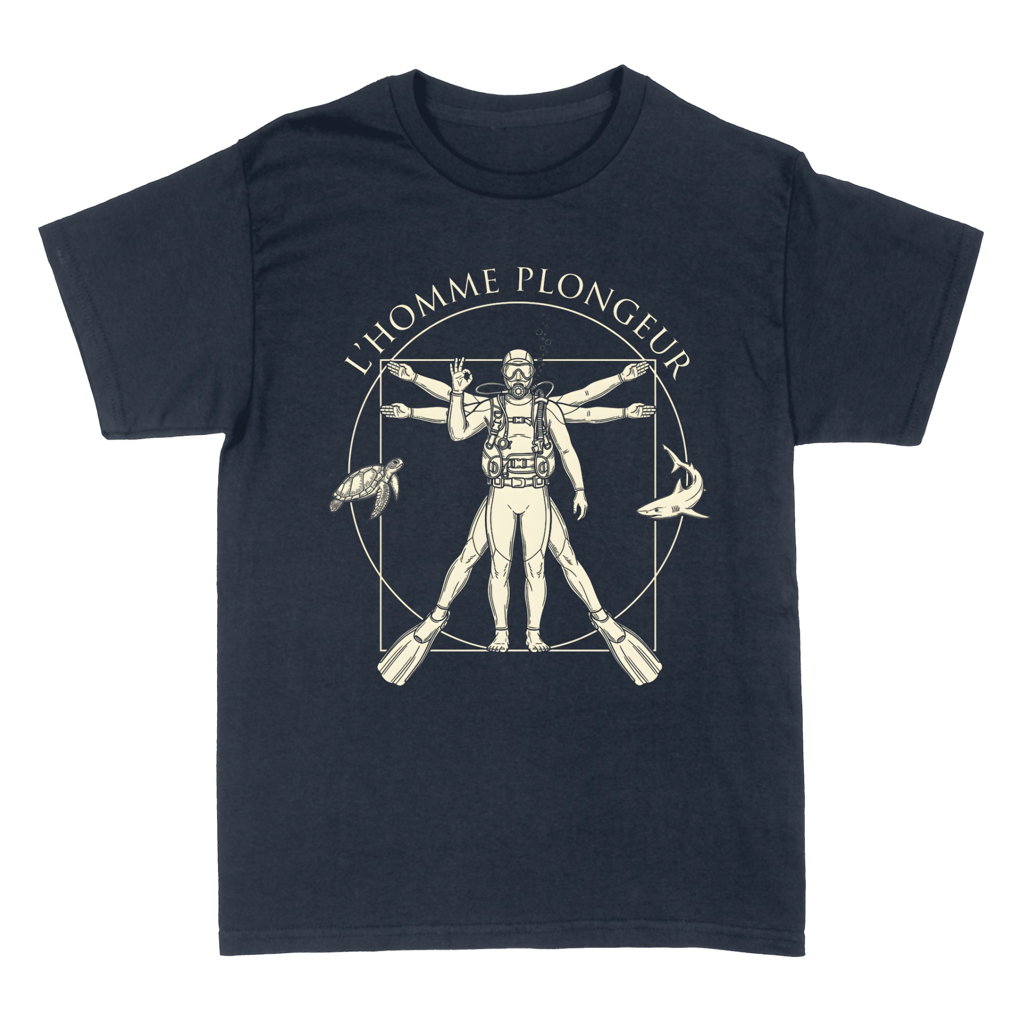 T-shirts: L'Homme plongeur, l'Homme de Vitruve