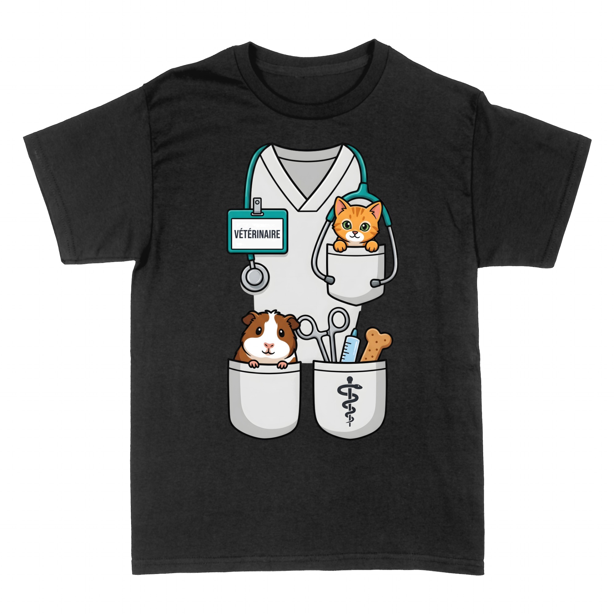 T-shirts: Costume V&eacute;t&eacute;rinaire Mignon Chien & Chat