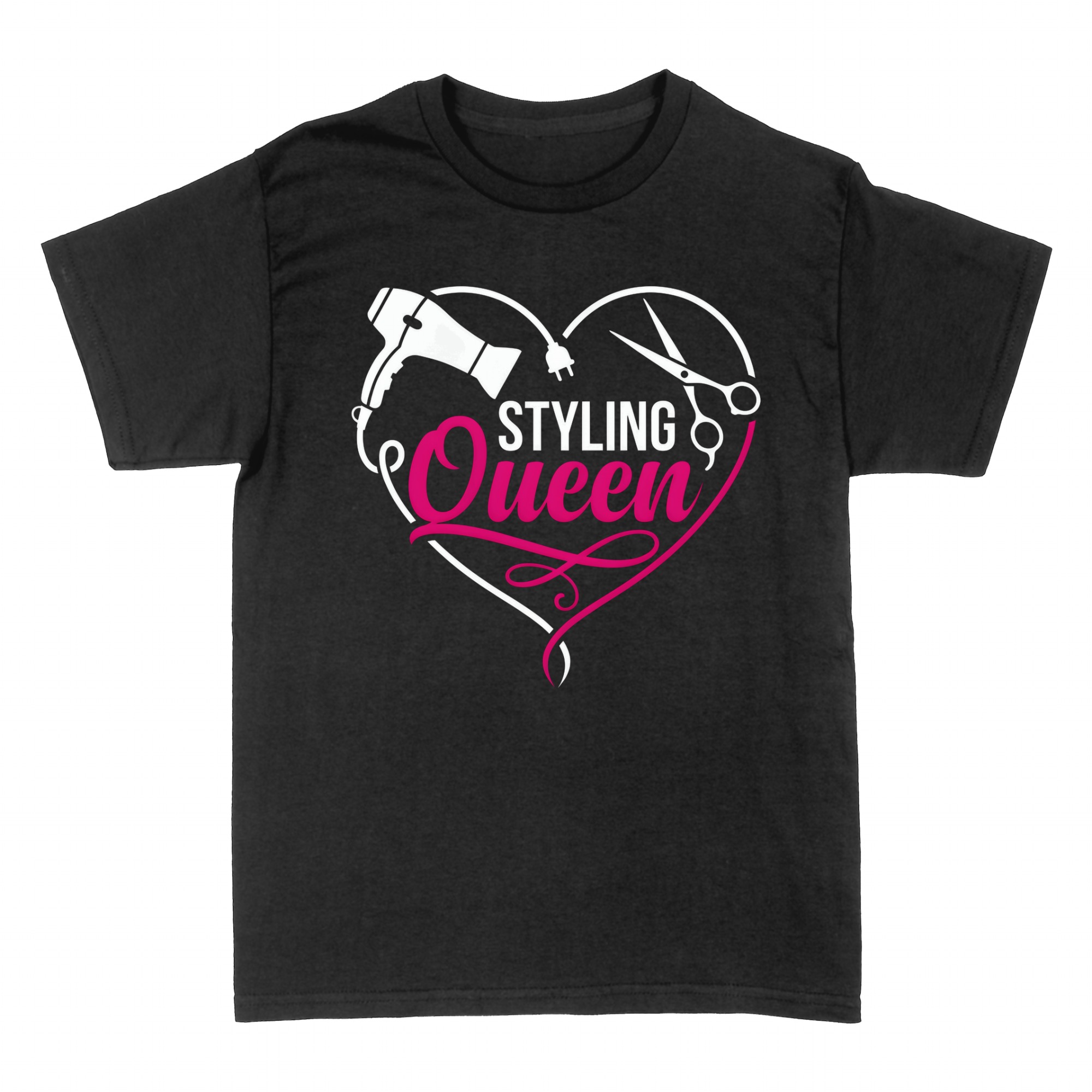 T-shirts: Tee shirt Coiffeuse Coeur Ciseaux S&egrave;che-cheveux