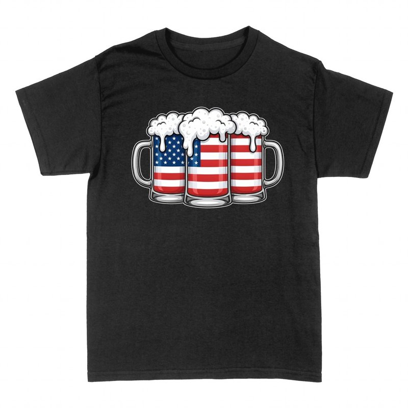 T-shirts: Trois chopes de bi&egrave;re drapeau am&eacute;ricain