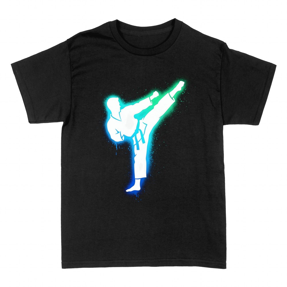 T-shirts: Silhouette taekwondo coup de pied n&eacute;on
