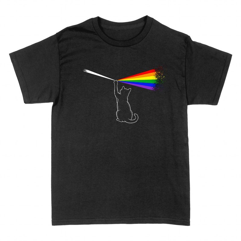 T-shirts: Chat Attrapant un Arc-en-ciel