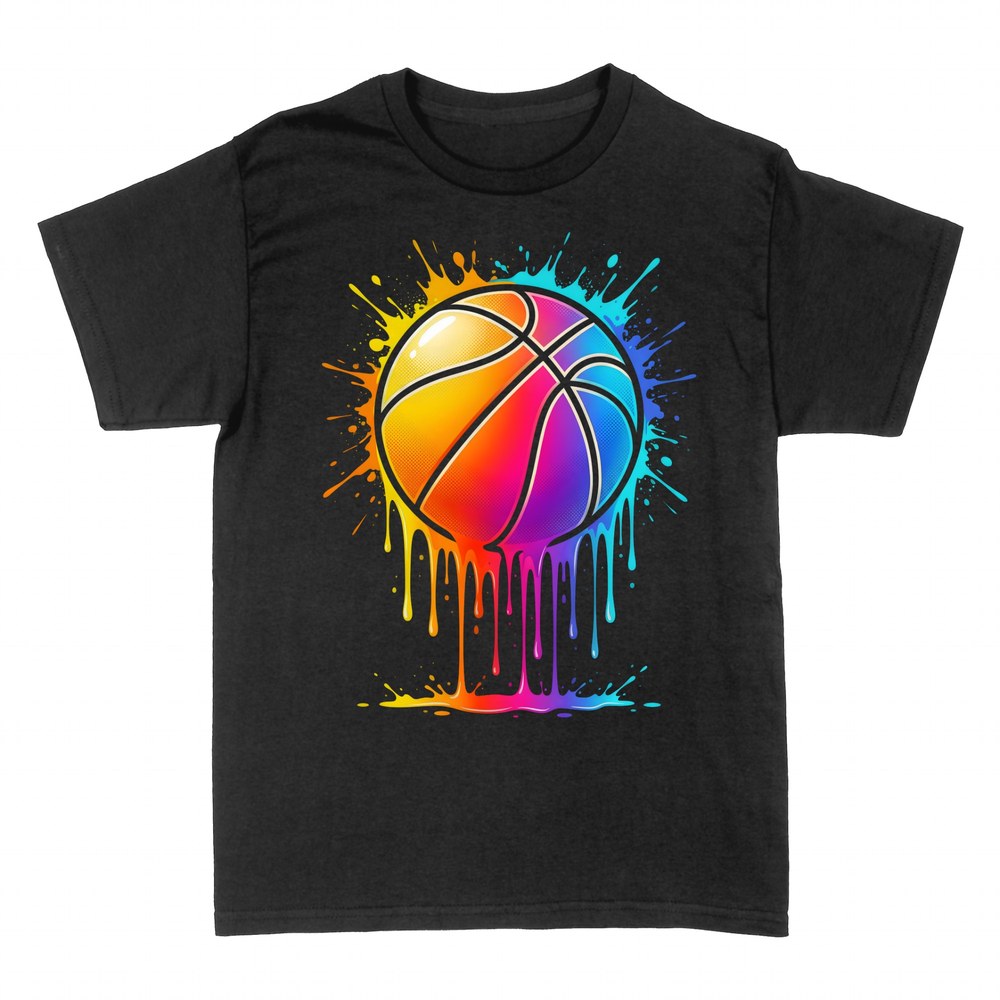 T-shirts: Ballon de basket multicolore avec &eacute;claboussures