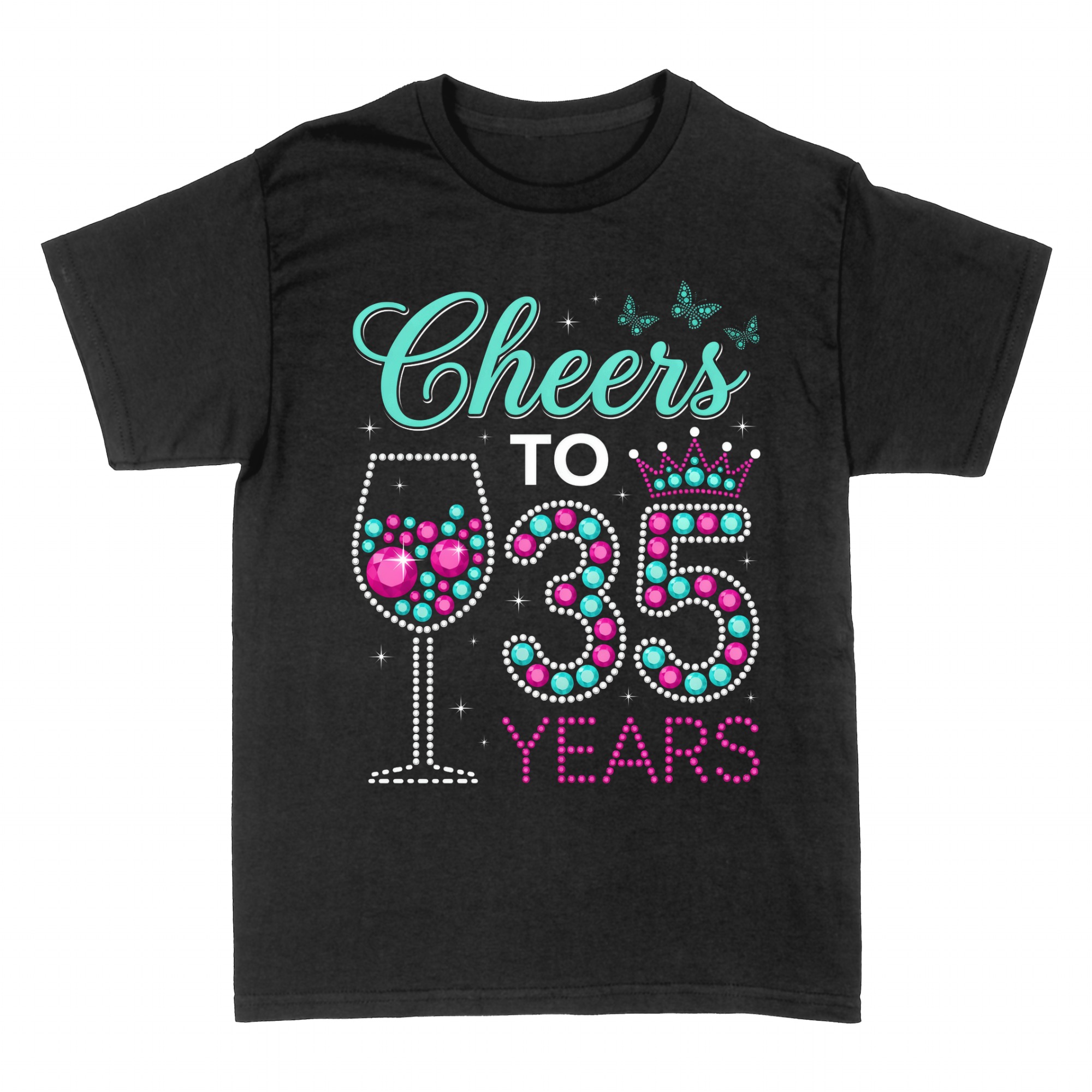 T-shirts: Trinquons &agrave; mes 35 ans verre et couronne