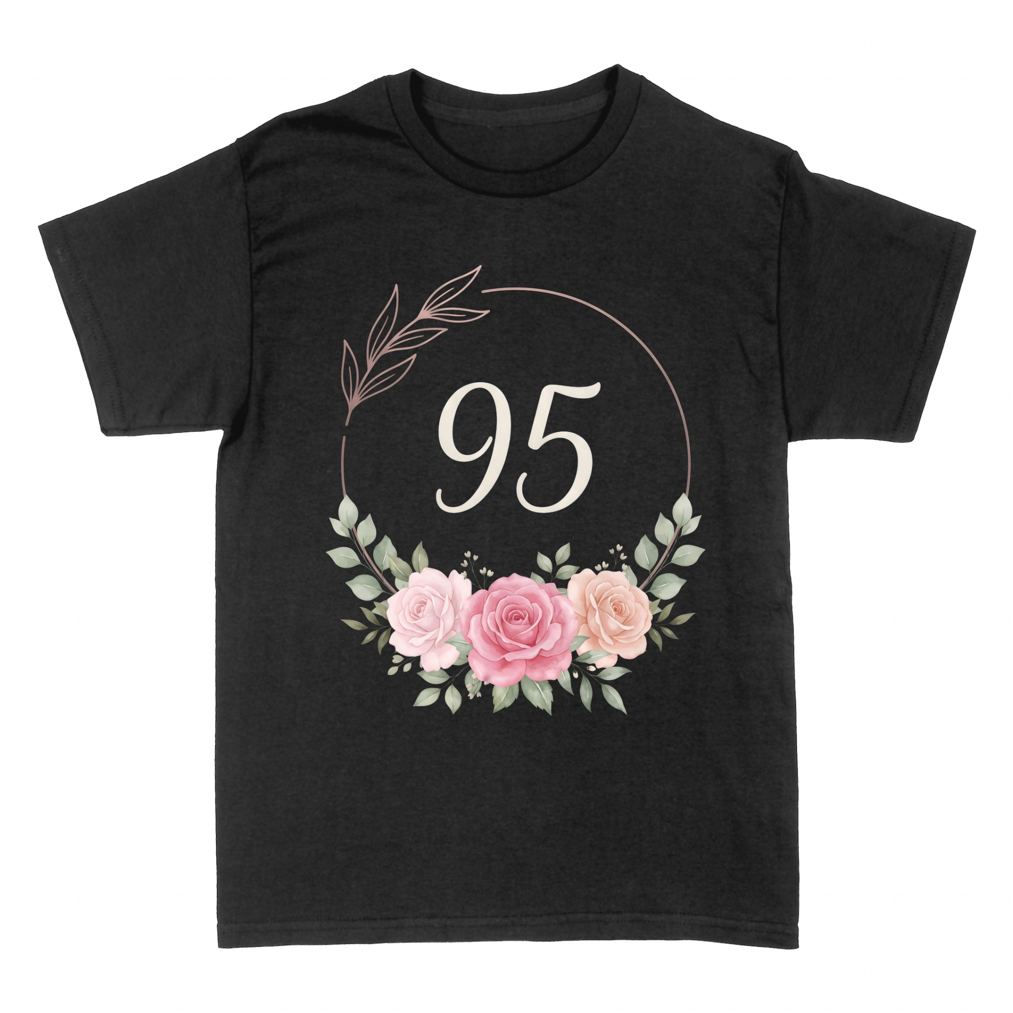 T-shirts: 95 et couronne de roses aquarelle