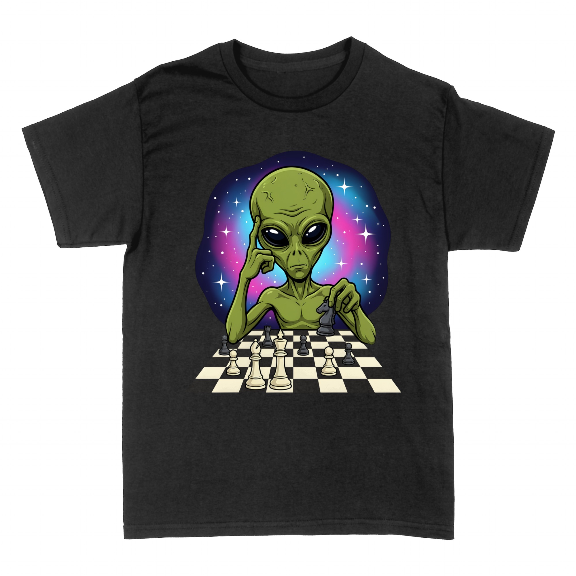 T-shirts: Alien jouant aux &eacute;checs dans l'espace